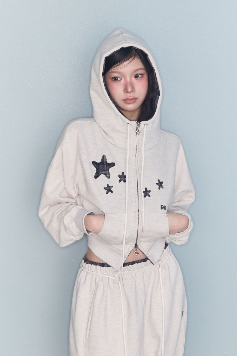 CONTRAST PATCH ZIP-UP OATMEAL
