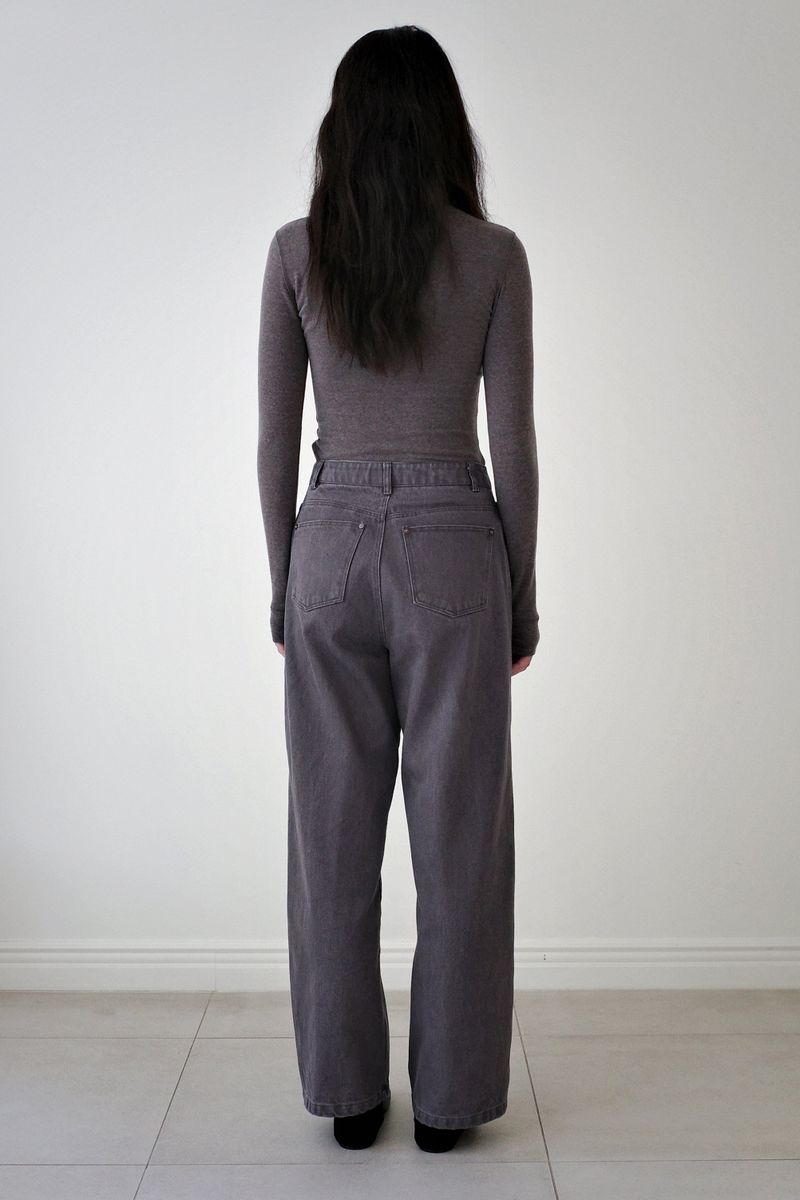 Washed straight leg pants, Ash purple