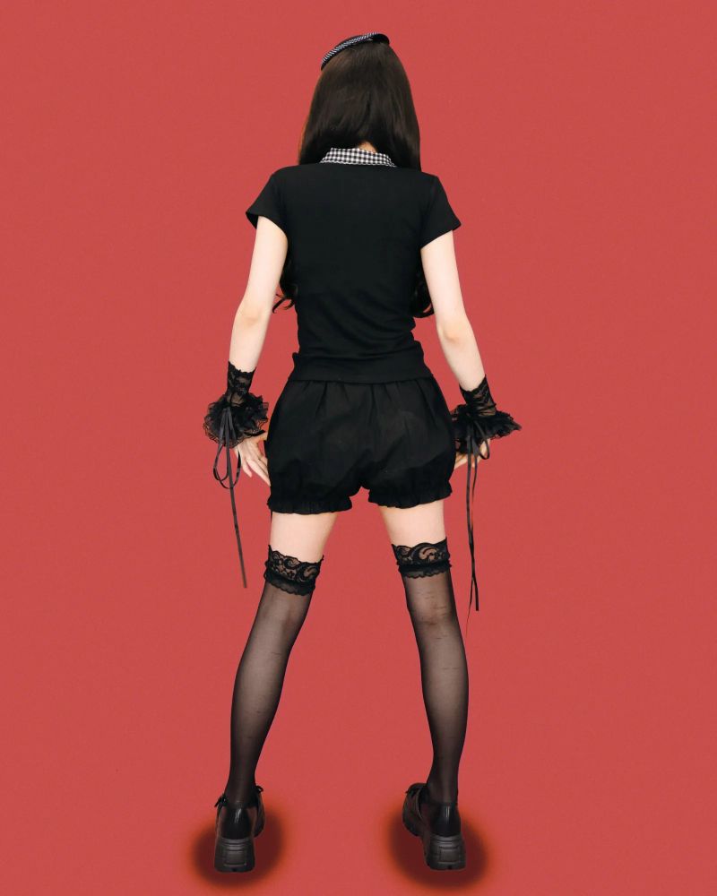 horror-game princess check blouse