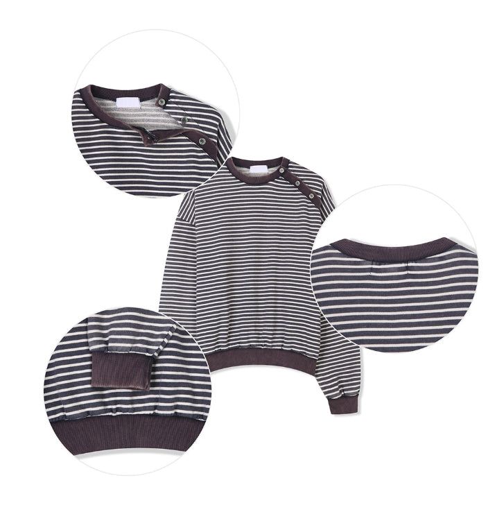Cardil Button Stripe Sweatshirt