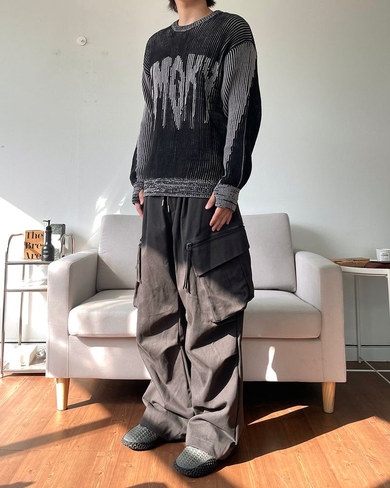 Zipper Big Cargo Cotton Pants