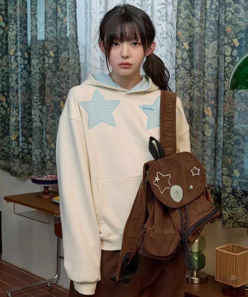 Stripe Star Applique Hoodie