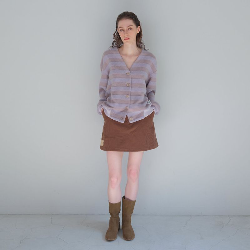Brown Corduroy Patch Mini-Skirt