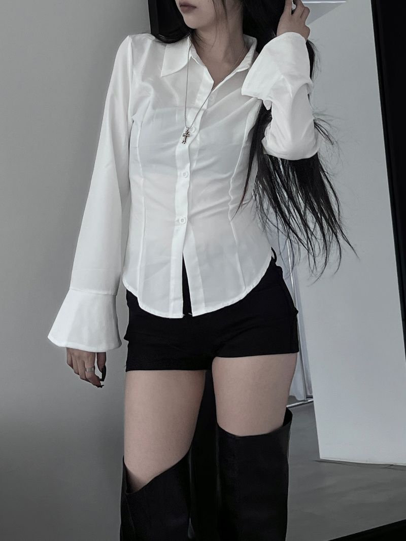 back corset cuff shirt (2color)