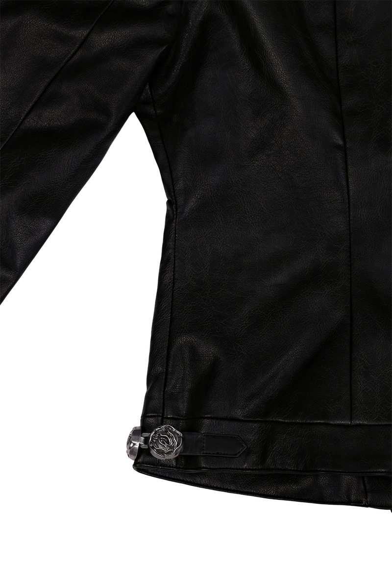 ANTIQUE ROSE SLIM RIDER JACKET #LEATHER BLACK