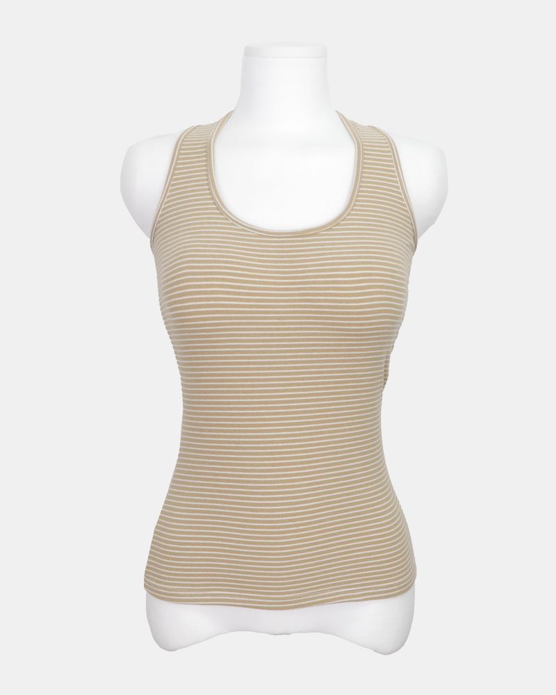 Tinru Halter Neck Stripe Sleeveless Top
