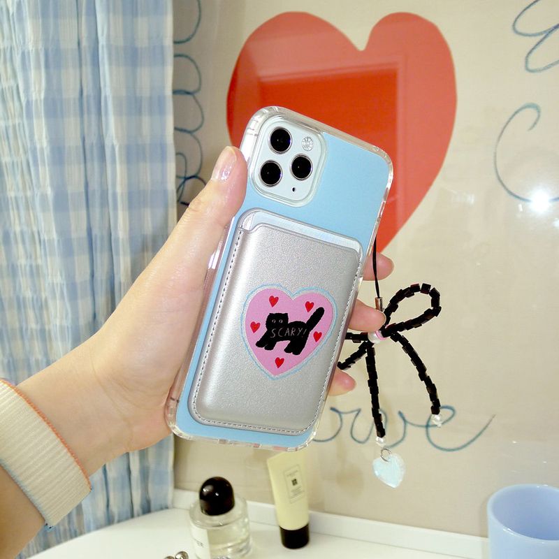 [MADE]Pink Love-Scary Cat Magsafe Cardcase(3 Piece Storage)