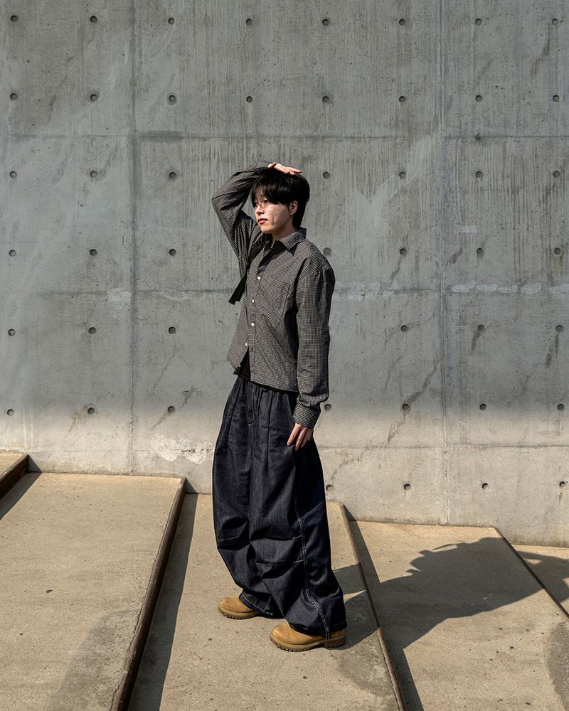 Neric Mini Check Cropped Shirt