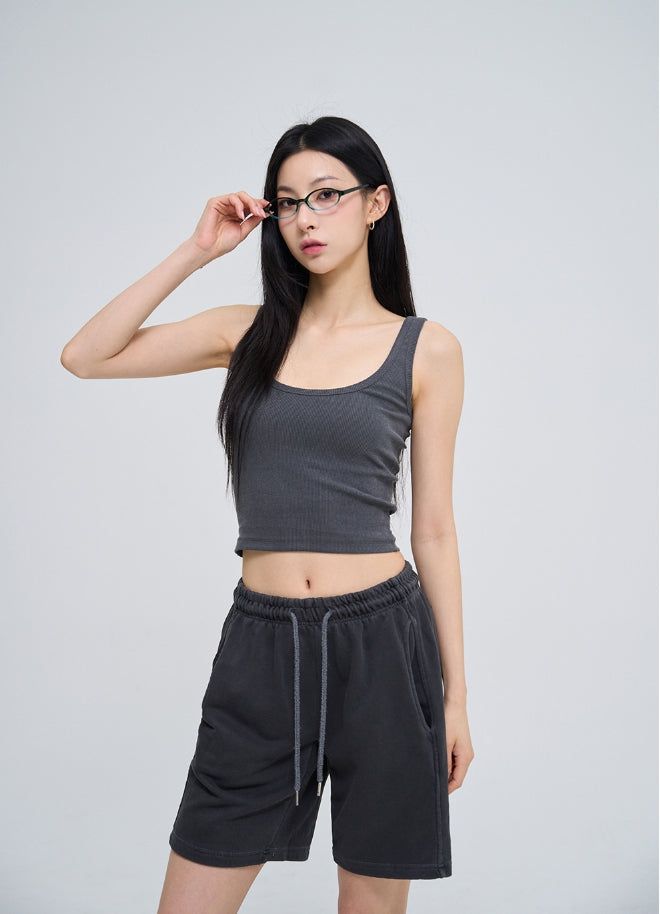 [U-BASIC] Roel Pigment Ribbed Tank Top