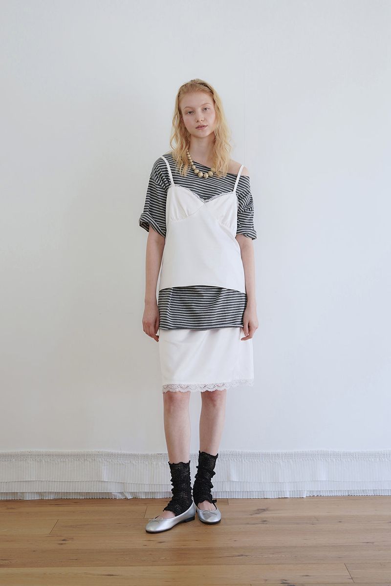 Satin midi skirt_ivory