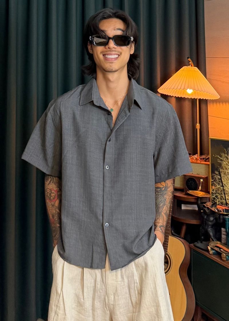 Cropped slub shirt 3COLOR