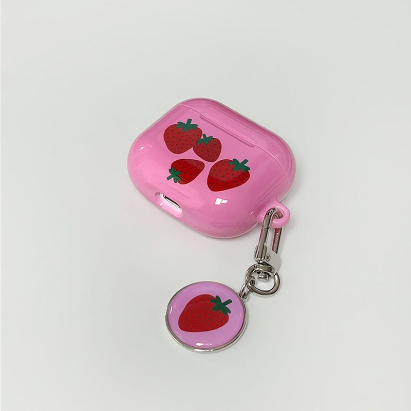 strawberry epoxy keyring(pink)