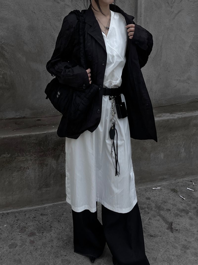 [unisex] ringkle pleated jacket