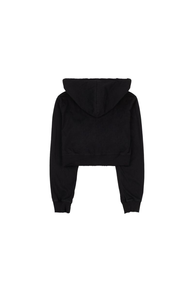 Crop Logo Hood Zip-Up (BLACK)
