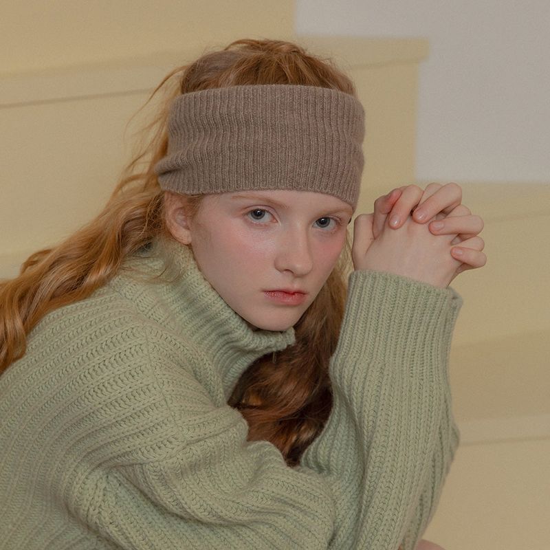 [CASHMERE 100%] CASHMERE BASIC HAIR BAND (BROWN)
