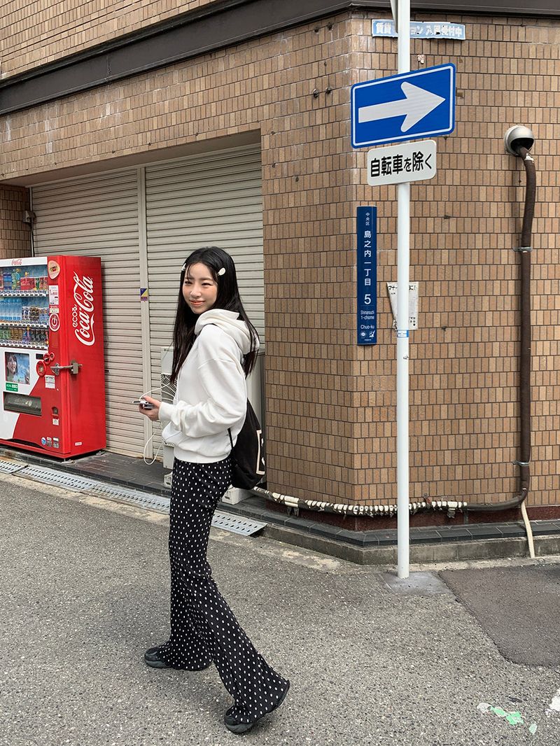 [MADE] Dot Pleated Long Bootcut Pants