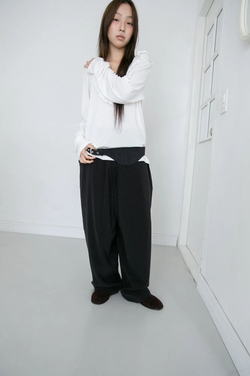 ruffle v-neck loose top(3colors)