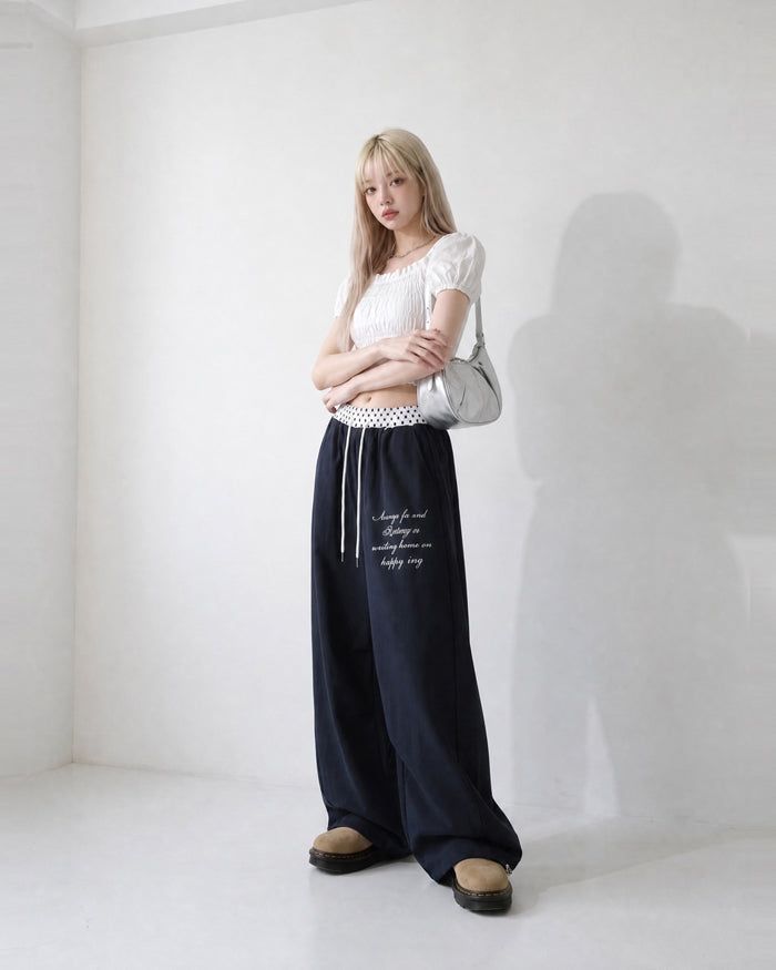(W's) Dot Banding Wide Sweatpants