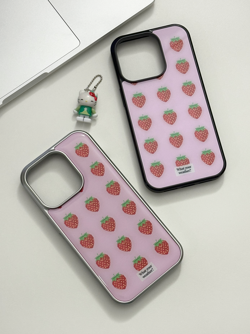 tiny weather（タイニーウェザー）の「フルーツテトリスエポキシーシルバーケース - strawberry（スマホグッズ/小物）」