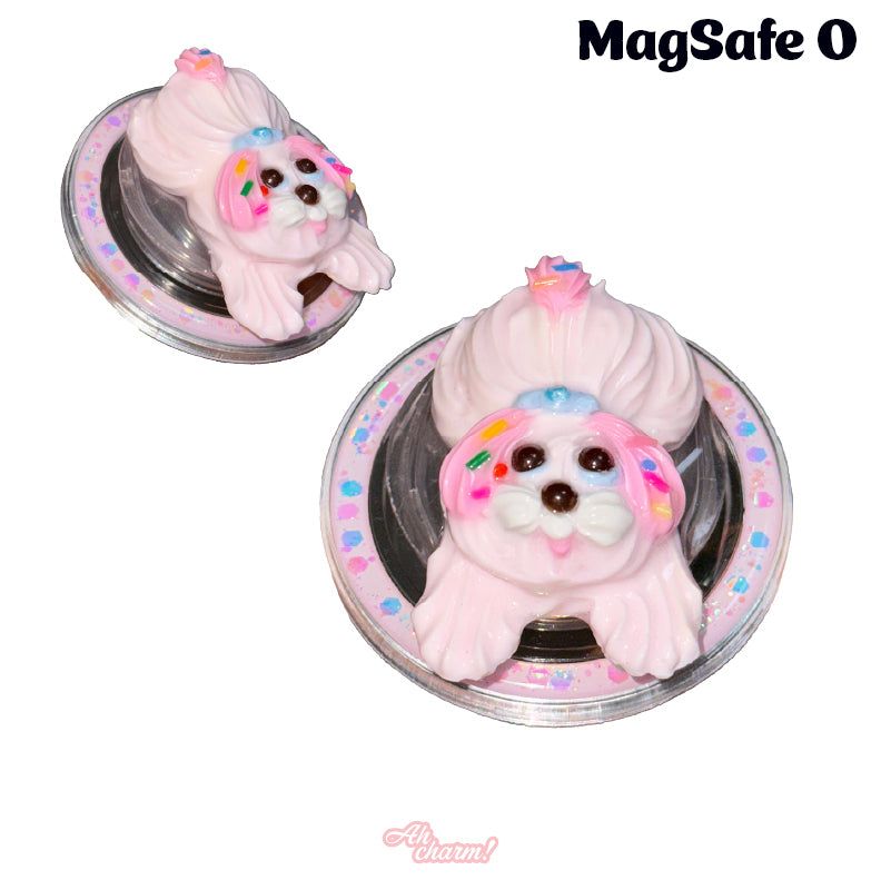 Ahcharm(アチャーム)の「【MADE】パピークリームトック (ピンクグリッターマグセーフ)(スマホグッズ/小物)」