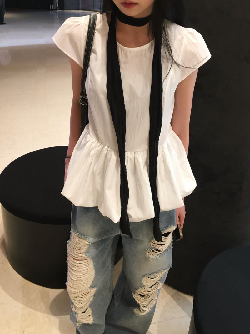 Shine Wrinkle Long Scarf (6c)
