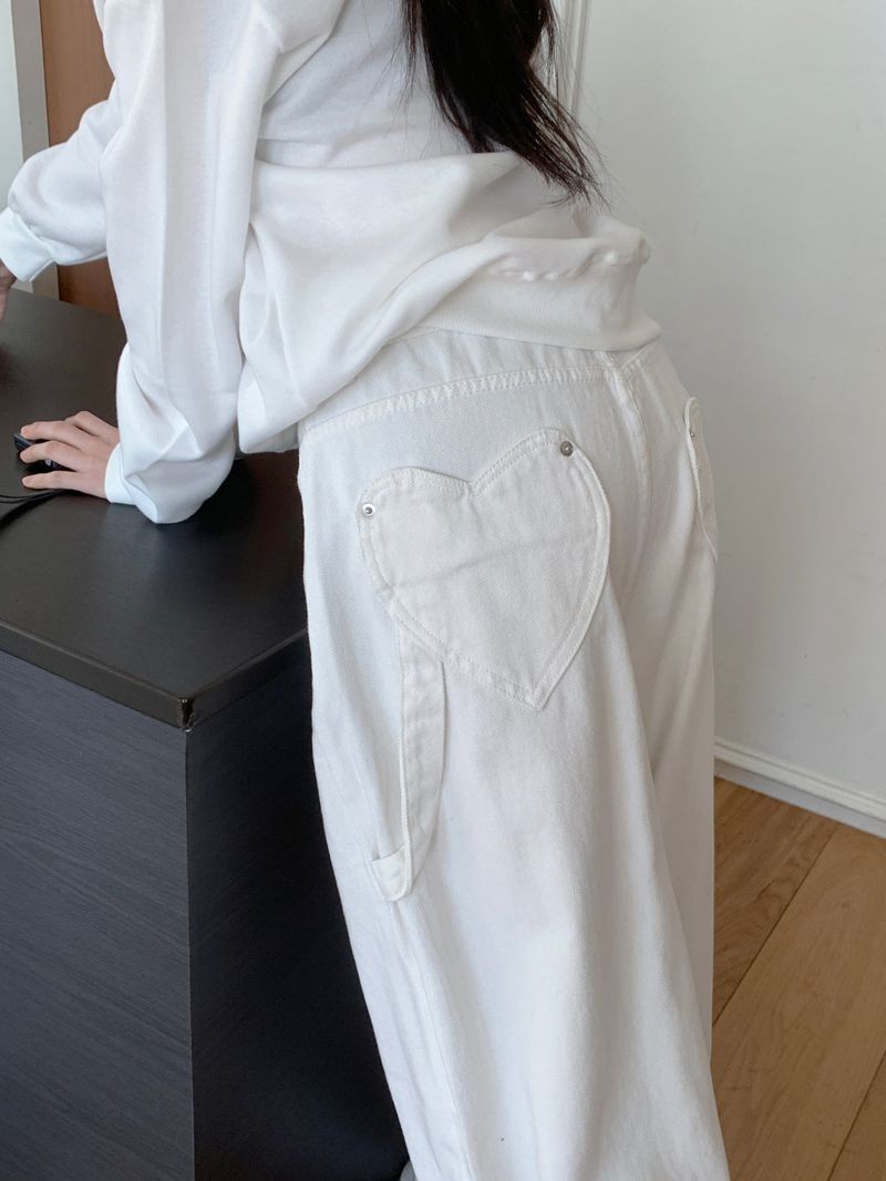 Luri Back Heart Pocket Carpenter Wide Pants 