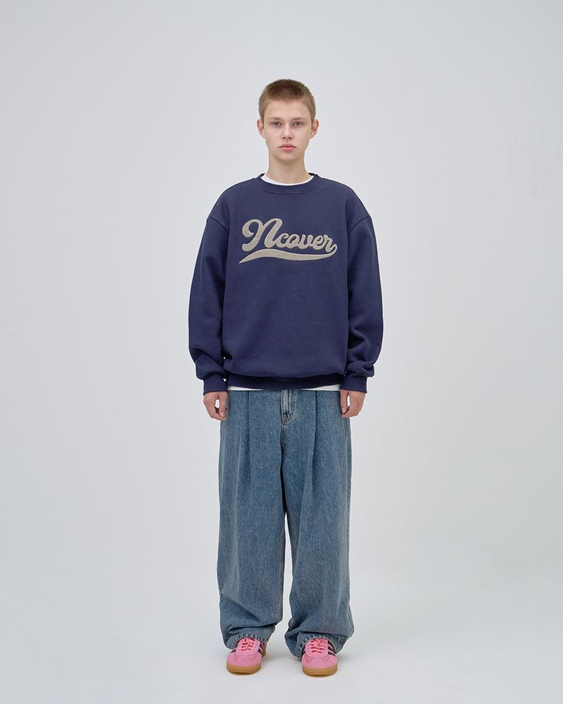  SCRIPT LOGO SWEAT SHIRTS - NAVY