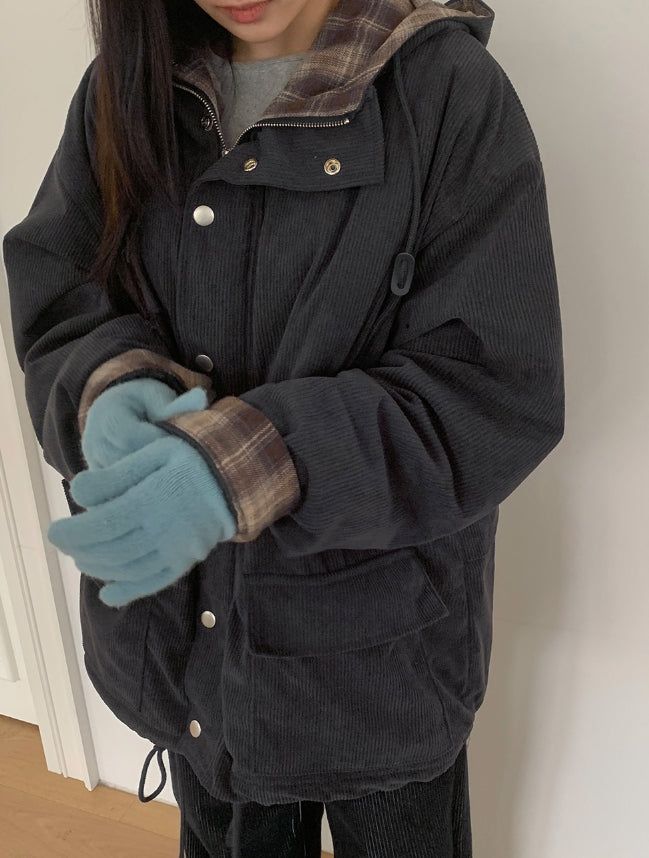 Harvey Corduroy Quilted Hood Jumper