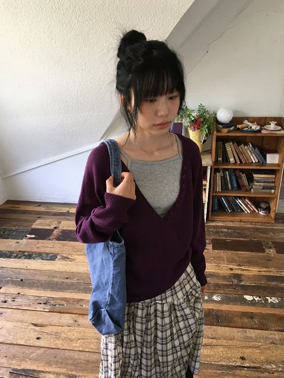 Noelle Vintage Check Banding Long Skirt