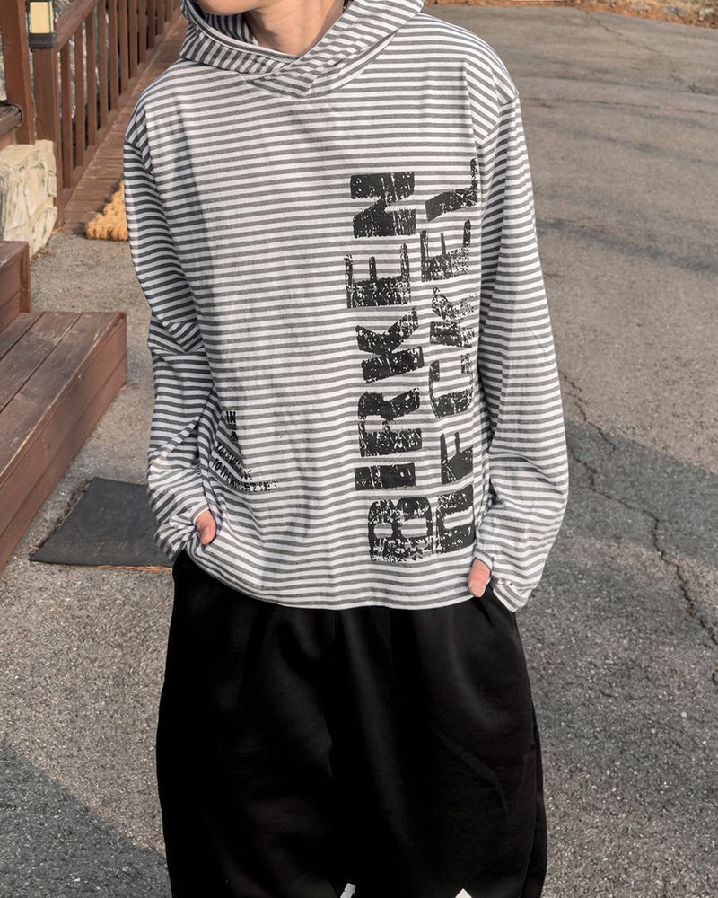 River Fingerhole Stripe Hoodie