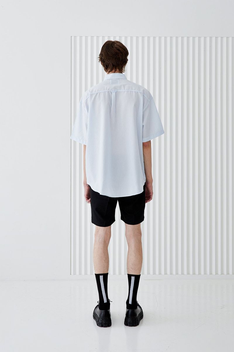 DOBLE HOLDER STRIPE HALF SHIRT SKY BLUE