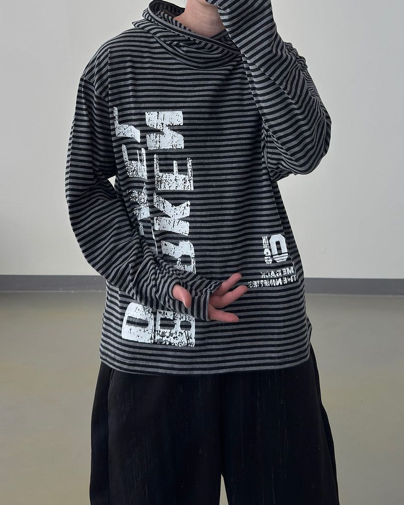 River Fingerhole Stripe Hoodie