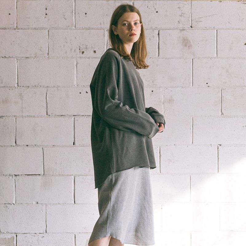 [Patchwork Sweatshirt] Charcoal