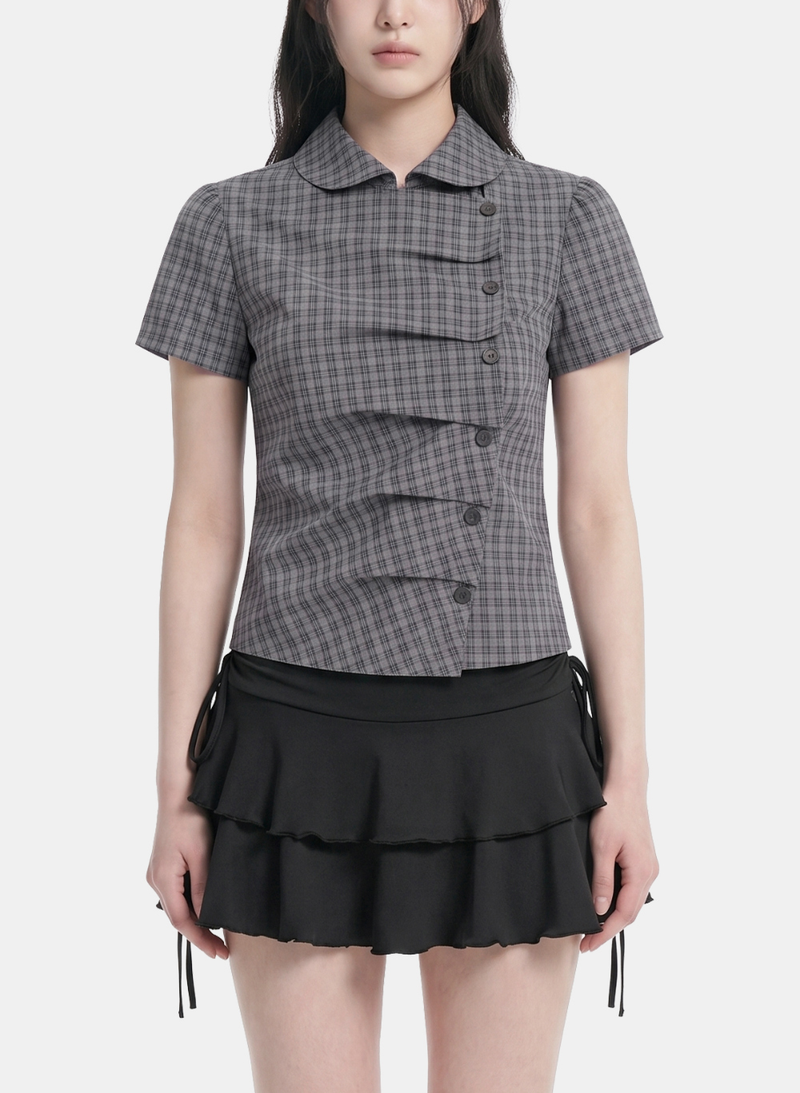 Orla Shirring Check Blouse