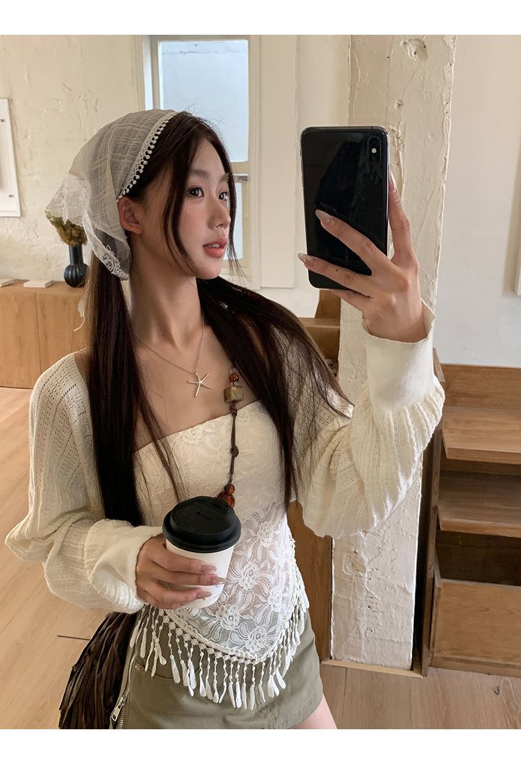 Air conditioner loose fit bolero cardigan