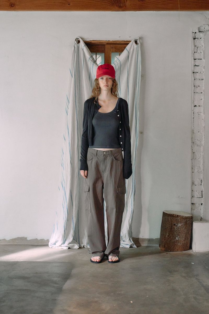 T/T Bod round knit cardigan (charcoal)