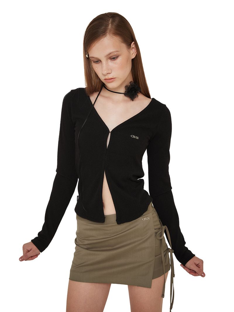 crank（クランク）の「STRING WRAP SKIRT PANTS_KHAKI（Skirts）」