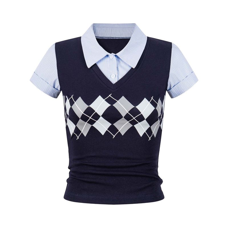Cozy&Kitsch（コージーアンドキッチ）の「Miri Preppy Argyle Knit Tee（Tops）」