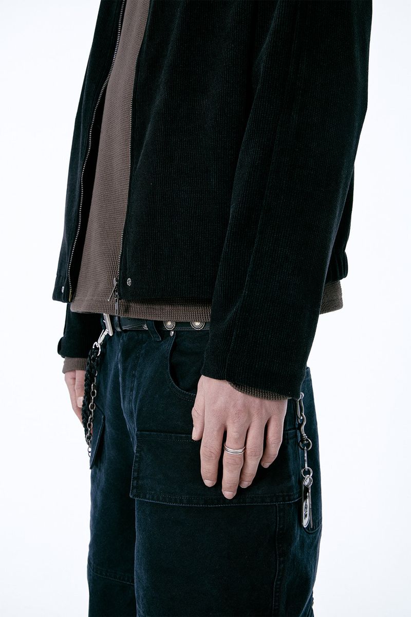(BASE) MONO KNIT ZIP UP (BLACK)