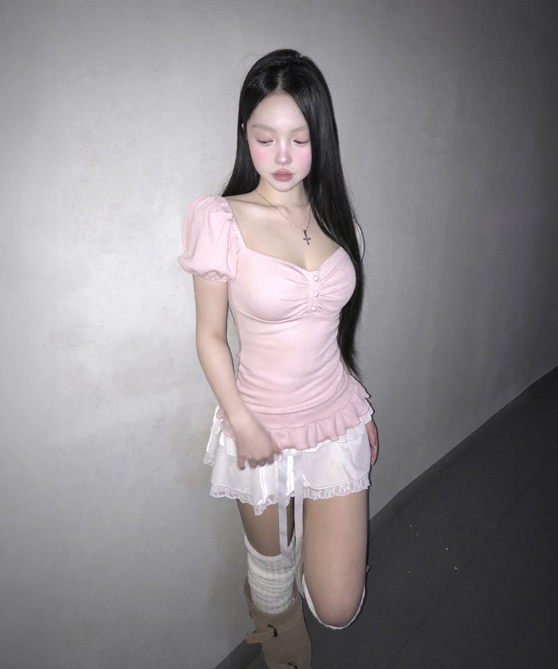 ribbon puff top (3colors)