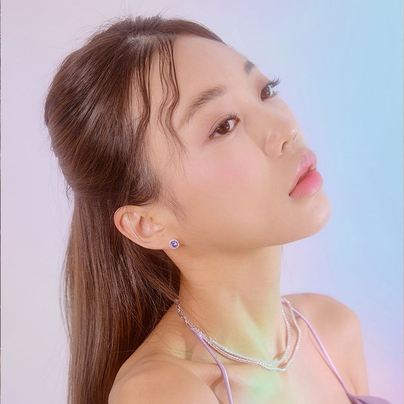 Violet One Cubic Earring (rosegold)