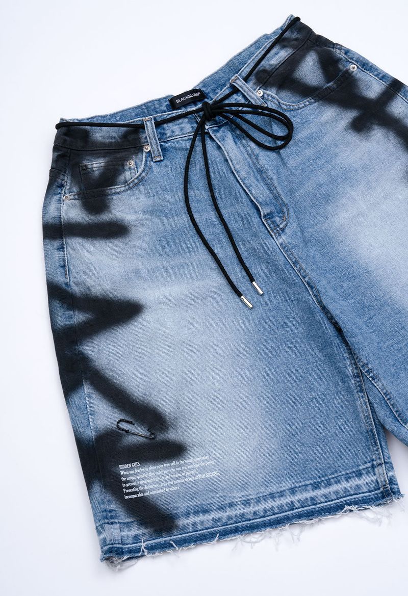 BBD Side Sprayed Custom Denim Shorts (Blue)