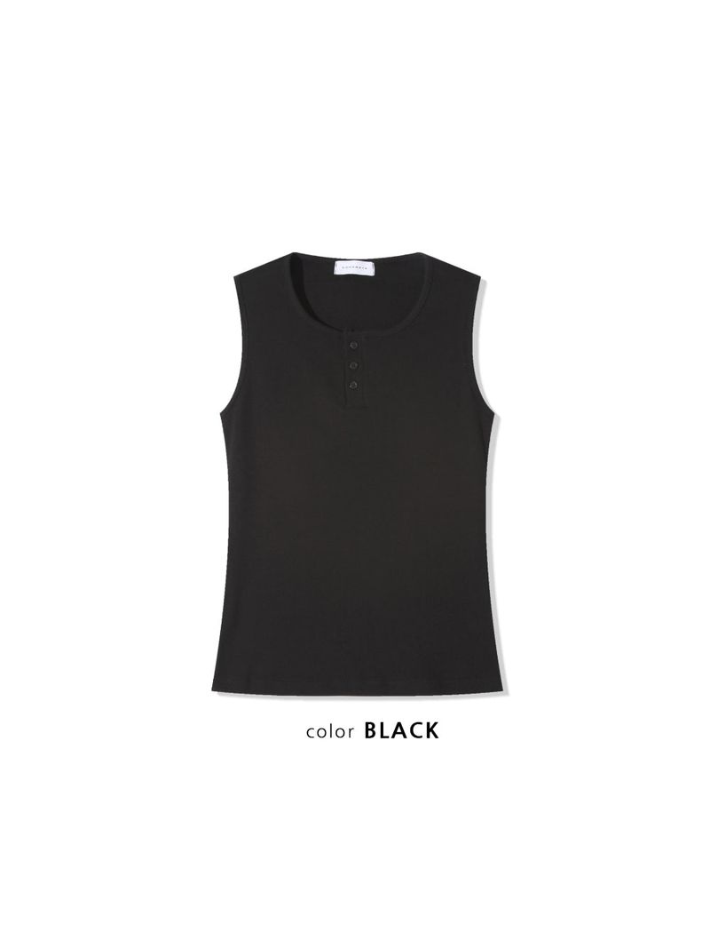 Henley neck sleeveless tee