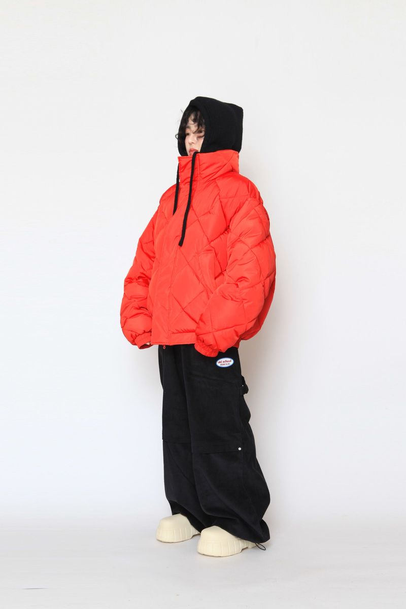 high-neck quilting padded jumper