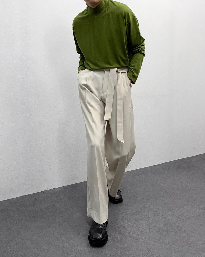 FL Belted Side Banding Wide Slacks (4 colors)