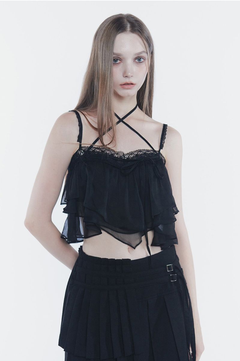 MERMAID FRILL TOP black