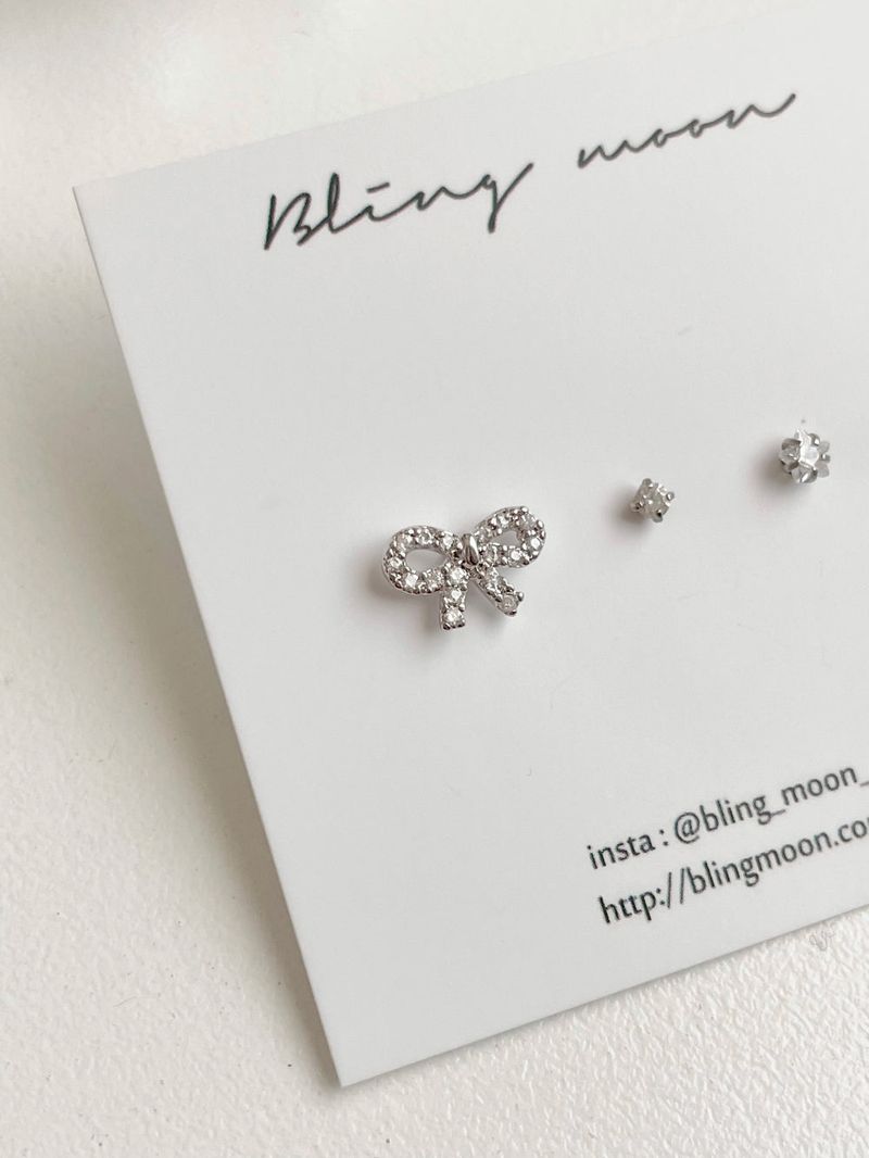 [3 set] round cubic ribbon piercing set 
