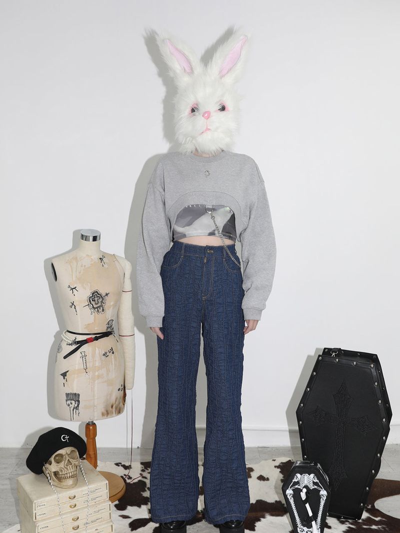 CLUT STUDIO（クラットスタジオ）の「0 4 chain crop sweat shirt - GREY（Tops）」