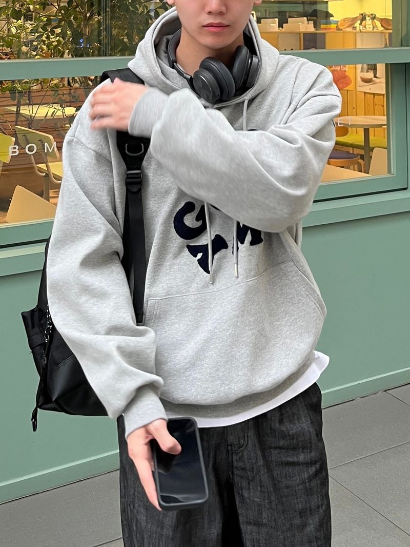Alphabet embroidered Hooded