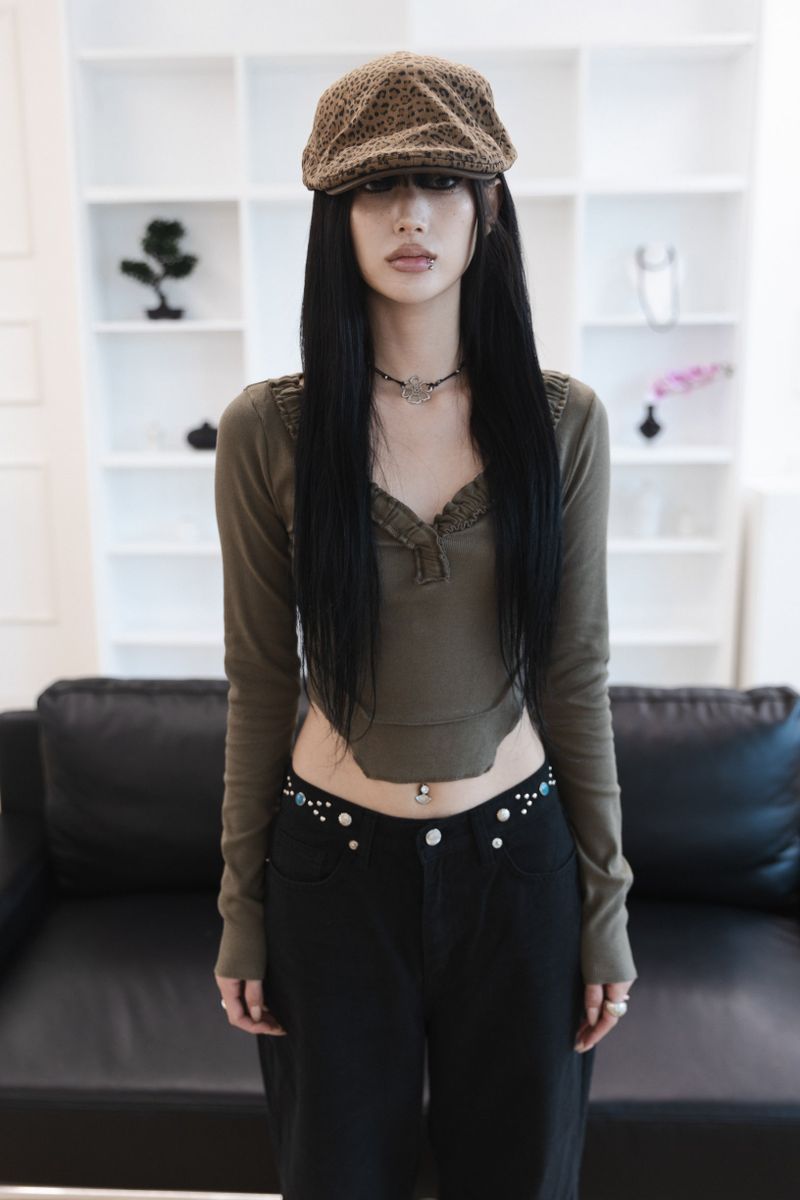 [Sepia] Stud cotton pants